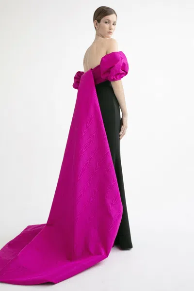 Yolancris Off The Shoulder Gown With Tail