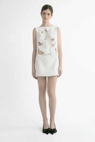 Yolancris Sleeveless Mini Dress With Floral Motif