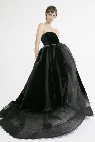 Yolancris Strapless Gown With Full Skirt In Black