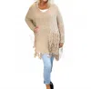 Yolly Knit Deep V-neck Pullover Top In Tan In Neutral