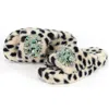 Yomisma Women's Black / Neutrals Eco Cheetah Slide Slippers – Iridescent Rhinestone Brooches In Black