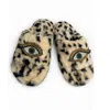 Yomisma Women's Black / Neutrals Eco Faux Fur Cheetah Holiday Platform Slide Slippers – Evil Eye Beaded Broo In Brown