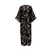 Yomisma Women's Black Signature Luxury Robe In Justine Print — Eco-friendly, Ultra-soft, Fully Lined Lounge  In Black