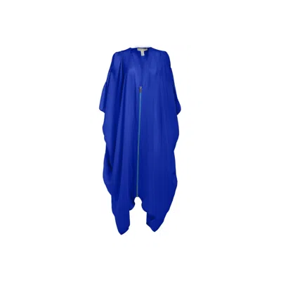 Yomisma Women's Blue She's A Royal Signature Zip Kaftan — Eco-friendly, Ultra-soft, Versatile Silhouette