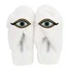 Yomisma Women's Faux Fur Slippers - Global Recycled Standard Certified With Evil Embellishment - White In White