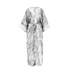 Yomisma Women's Grey / White Eco Luxe Robe / Swimcoverup In Zebra Print In Gray