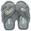 Yomisma Women's Neutrals / Grey Eco Faux Fur Slippers With Blessed & Angel Wing Brooches - Grey In Gray
