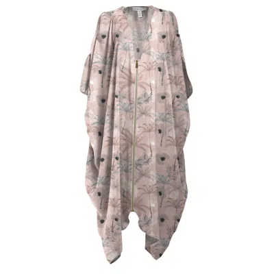 Yomisma Women's Neutrals / Pink / Purple Sonoran Zip Kaftan Caftan In Blush Jungle