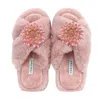 Yomisma Women's Pink / Purple Faux Fur Slippers - Global Recycled Standard Certified With Light Pink Jewel E In Pink/purple