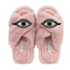 Yomisma Women's Pink / Purple Faux Fur Slippers - Global Recycled Standard Certified With Evil Eye Embellish In Pink/purple
