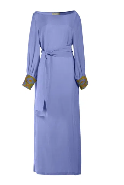 Yomisma Women's Pink / Purple Lavender Haze Chiapas Embroidered Kaftan Caftan In Pink/purple