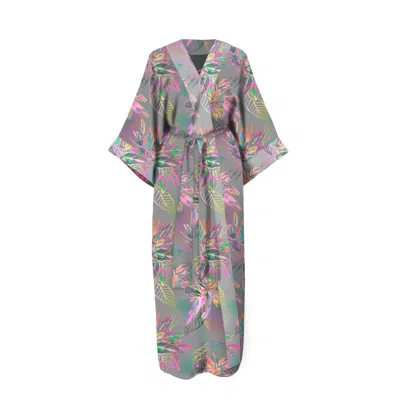 Yomisma Women's Robe/swimsuit Coverup In Exclusive Carmen Print In Gray