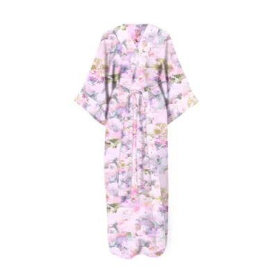 Yomisma Women's Signature Luxury Robe In Pink Poppy Print — Eco-friendly, Ultra-soft, Lounge Layer