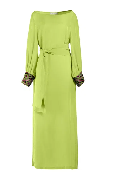 Yomisma Women's Yellow / Orange Yellow Lotus Chiapas Embroidered Kaftan Caftan In Yellow/orange