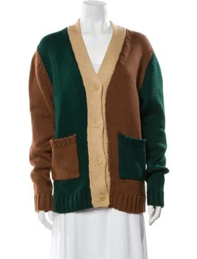 Pre-owned Yony Colorblock Pattern V-neck Sweater W/ Tags In Multi