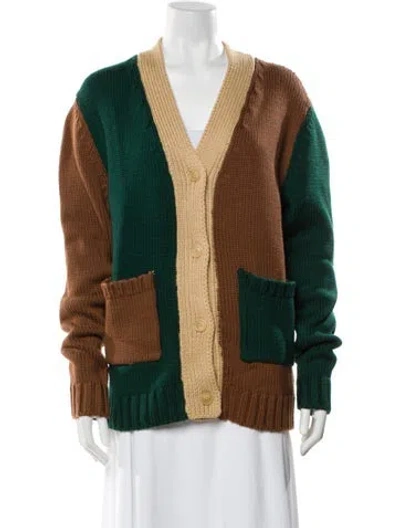 Pre-owned Yony Colorblock Pattern V-neck Sweater W/ Tags In Multi