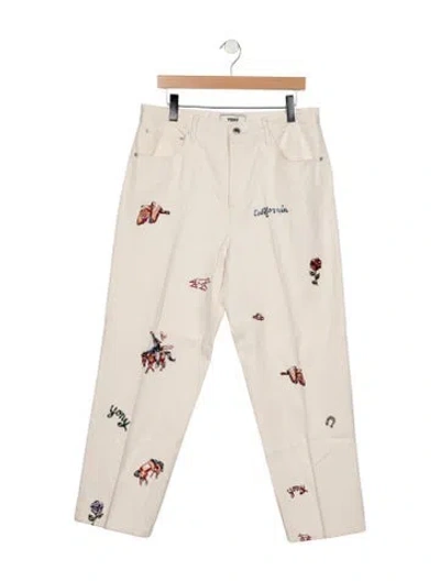 Pre-owned Yony Straight-leg Jeans In White