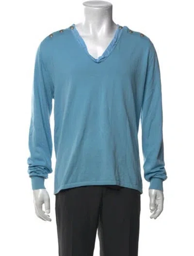 Pre-owned Yoon V-neck Long Sleeve Pullover In Blue