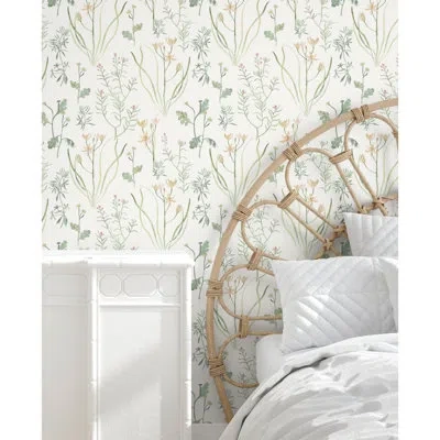 York Wallcoverings Alpine Botanical Peel & Stick Floral Wallpaper In Peach
