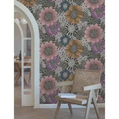 York Wallcoverings Anemones Peel And Stick Wallpaper In Pink