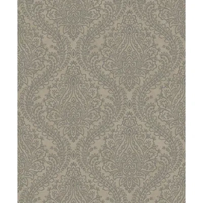 York Wallcoverings Antonia Vella Tattersall 33' L X 21" W Metallic Wallpaper Roll In White,silver