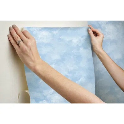 York Wallcoverings Atrium Clouds Peel And Stick Wallpaper In Blue
