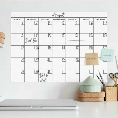 York Wallcoverings Basics Dry Erase Calendar Peel And Stick Giant Wall Decal In Black;white
