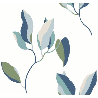 York Wallcoverings Brushwork Branches Neutral And Gold Wallpaper In Blue