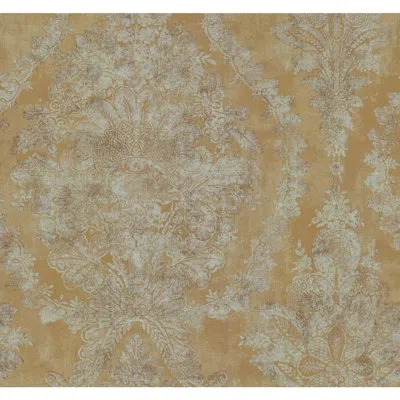 York Wallcoverings Charleston Damask 27'27" Smooth Wallpaper Roll In Orange