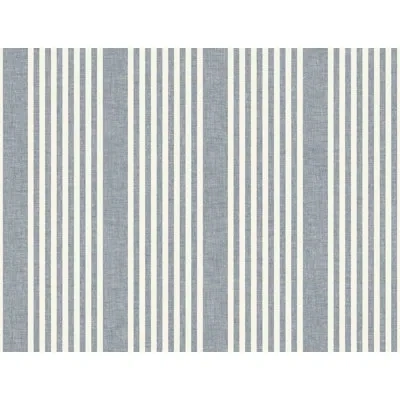 York Wallcoverings French Arctic Linen Stripe Wallpaper In Blue