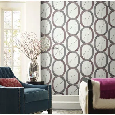 York Wallcoverings Interlock 33' L X 20.5" W Wallpaper Roll In Plum