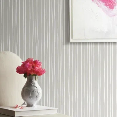 York Wallcoverings Liquid Lineation 27' L X 27" W Wallpaper Roll In White