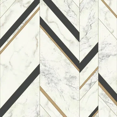 York Wallcoverings Marble Chevron 32.8' L X 20.8" W Metallic Wallpaper Roll In Multi