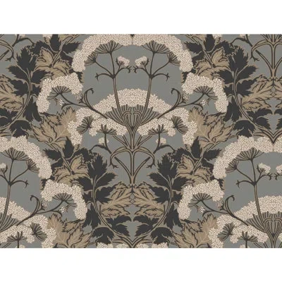 York Wallcoverings Modern Heritage 125th Anniversary Yarrow Nouveau 27' L X 27" W Wallpaper Roll In Charcoal,gold