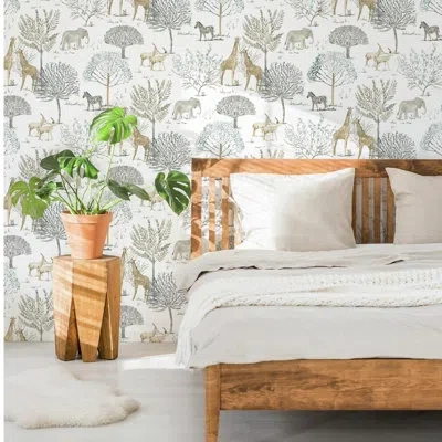 York Wallcoverings On The Savanna 33' L X 20.5" W Spray And Stick Wallpaper Roll In White