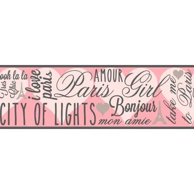 York Wallcoverings Paris City Of Lights 15' L X 6.75" W Paintable Wallpaper Border In Pink