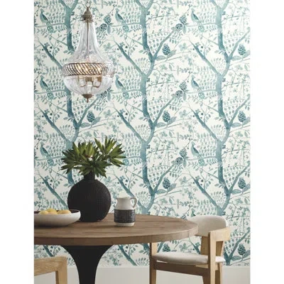 York Wallcoverings Peacock Block Print Wallpaper In Teal