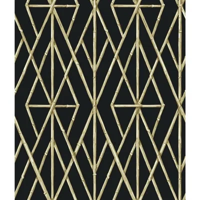 York Wallcoverings Riviera Bamboo Trellis 33' L X 20.5" W Wallpaper Roll In Black