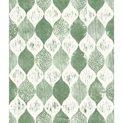 York Wallcoverings Woodblock Print 33' L X 20.5" W Wallpaper Roll In Green