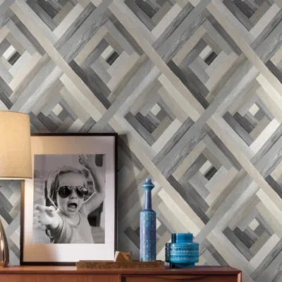 York Wallcoverings Wynwood Geometric 33' L X 20.5" W Wallpaper Roll In Gray
