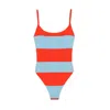 Shop Yorstruly Women's Arancha Swimsuit - Tangerine & Sky Blue In Blue/orange