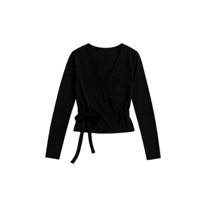 Yorstruly Women's Black Merina Ballet Wrap Cardigan - Charcoal