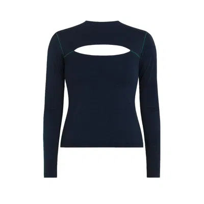 Yorstruly Women's Blue Cut-out Top - Techsilk - Everday Top