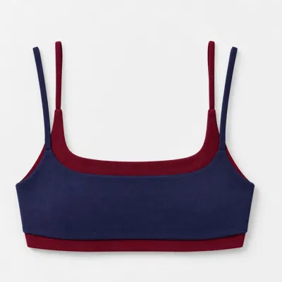 Yorstruly Women's Blue / Red Double Up Bralette - Merlot & Sweety Navy In Animal Print