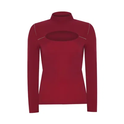 Yorstruly Women's Crepe Cut Out Top - Cherry Red