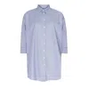 Yorstruly Women's Overshirt Poplin - Blue Stripped - Poplin Shirt With Short & Foldable Sleeves In Blue