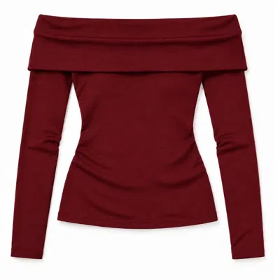 Yorstruly Women's Red Merino Off-shoulder - Merlot In Burgundy