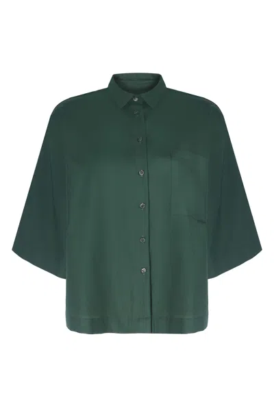 Yorstruly Women's Sporty Lounge Oversize Cropped Shirt - Forest Green