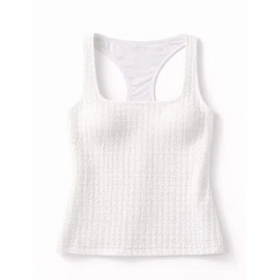 Yorstruly Women's White Centre Tank – Broderie Anglaise Sport Tank Top