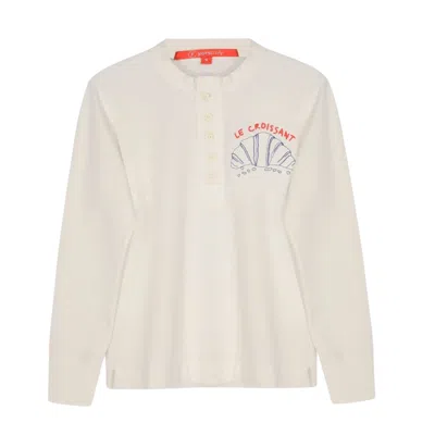 Yorstruly Women's White Henley T-shirt - Croissant
